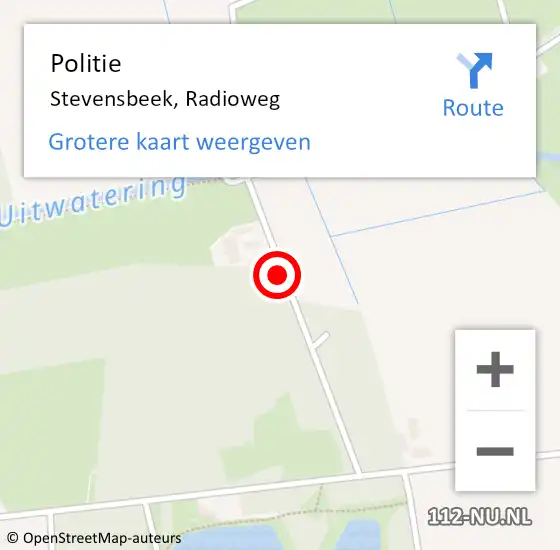 Locatie op kaart van de 112 melding: Politie Stevensbeek, Radioweg op 30 november 2018 15:39