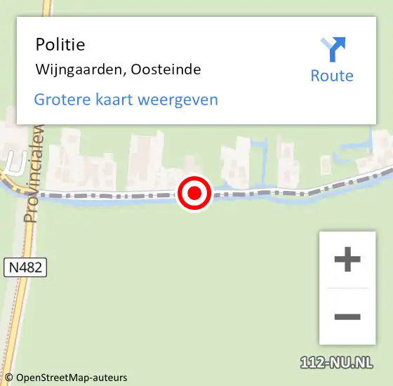 Locatie op kaart van de 112 melding: Politie Wijngaarden, Oosteinde op 30 november 2018 17:13