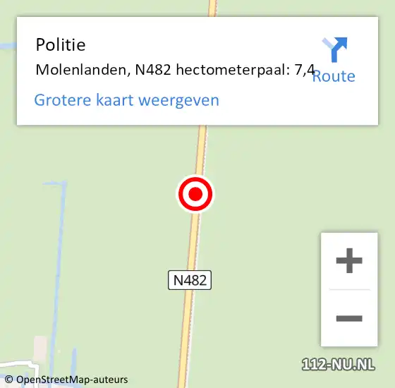 Locatie op kaart van de 112 melding: Politie Wijngaarden, Provincialeweg op 30 november 2018 18:03