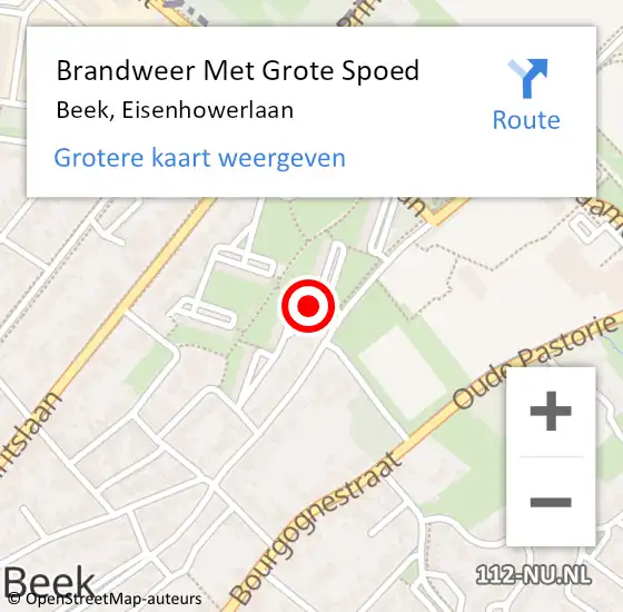 Locatie op kaart van de 112 melding: Brandweer Met Grote Spoed Naar Beek, Eisenhowerlaan op 30 november 2018 19:02