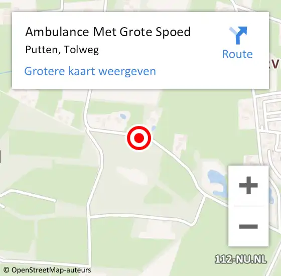 Locatie op kaart van de 112 melding: Ambulance Met Grote Spoed Naar Putten, Tolweg op 30 november 2018 20:20