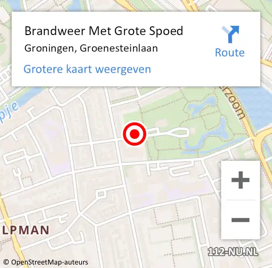 Locatie op kaart van de 112 melding: Brandweer Met Grote Spoed Naar Groningen, Groenesteinlaan op 25 september 2013 15:17