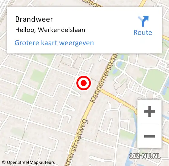 Locatie op kaart van de 112 melding: Brandweer Heiloo, Werkendelslaan op 30 november 2018 21:30