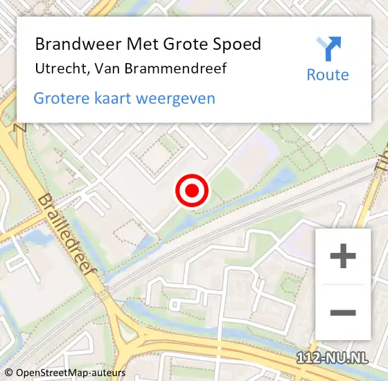 Locatie op kaart van de 112 melding: Brandweer Met Grote Spoed Naar Utrecht, Van Brammendreef op 30 november 2018 22:59