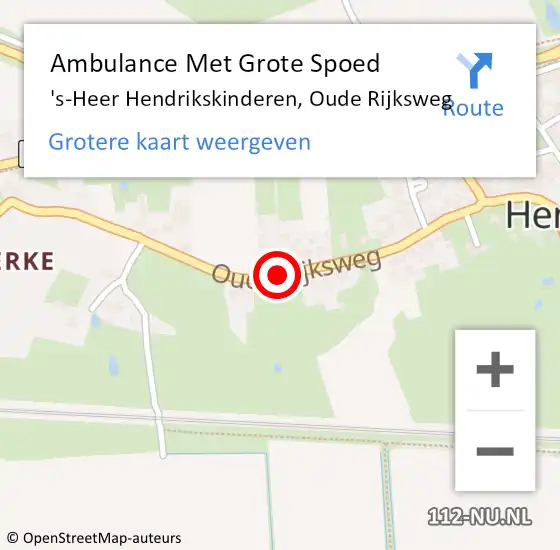 Locatie op kaart van de 112 melding: Ambulance Met Grote Spoed Naar 's-Heer Hendrikskinderen, Oude Rijksweg op 30 november 2018 23:41