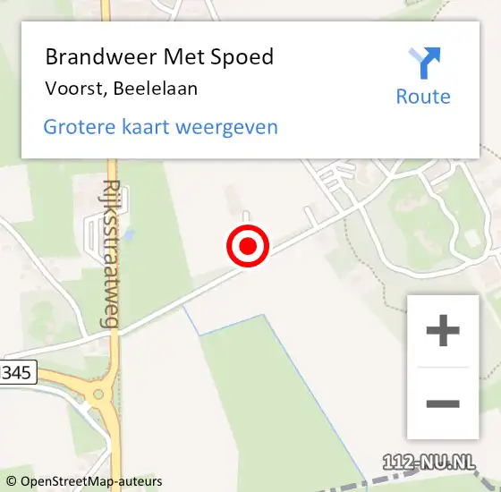 Locatie op kaart van de 112 melding: Brandweer Met Spoed Naar Voorst, Beelelaan op 30 november 2018 23:43