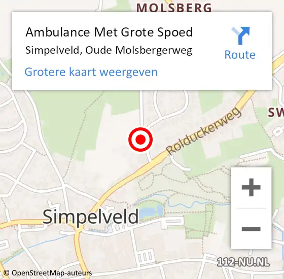 Locatie op kaart van de 112 melding: Ambulance Met Grote Spoed Naar Simpelveld, Oude Molsbergerweg op 25 september 2013 15:17