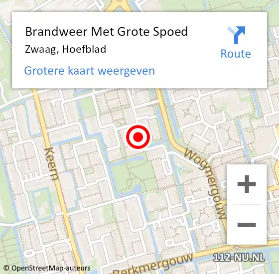 Locatie op kaart van de 112 melding: Brandweer Met Grote Spoed Naar Zwaag, Hoefblad op 1 december 2018 02:28