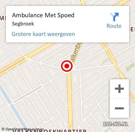 Locatie op kaart van de 112 melding: Ambulance Met Spoed Naar Segbroek op 1 december 2018 02:53