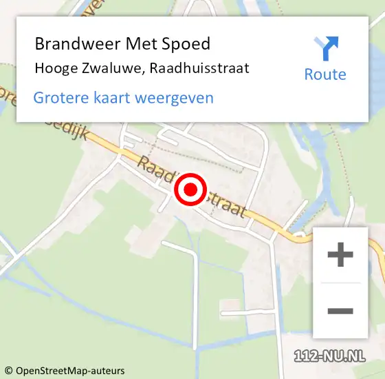 Locatie op kaart van de 112 melding: Brandweer Met Spoed Naar Hooge Zwaluwe, Raadhuisstraat op 1 december 2018 04:01