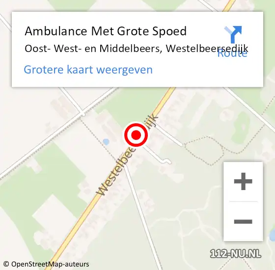 Locatie op kaart van de 112 melding: Ambulance Met Grote Spoed Naar Oost- West- en Middelbeers, Westelbeersedijk op 1 december 2018 06:04