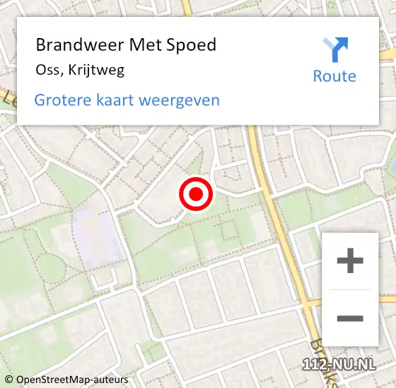 Locatie op kaart van de 112 melding: Brandweer Met Spoed Naar Oss, Krijtweg op 1 december 2018 06:59