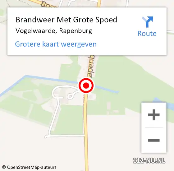 Locatie op kaart van de 112 melding: Brandweer Met Grote Spoed Naar Vogelwaarde, Rapenburg op 1 december 2018 07:13