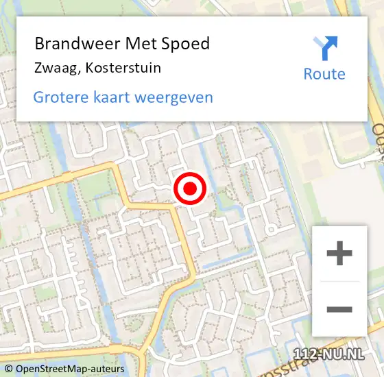 Locatie op kaart van de 112 melding: Brandweer Met Spoed Naar Zwaag, Kosterstuin op 1 december 2018 07:23