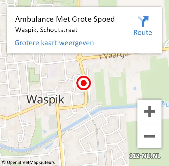 Locatie op kaart van de 112 melding: Ambulance Met Grote Spoed Naar Waspik, Schoutstraat op 1 december 2018 11:01