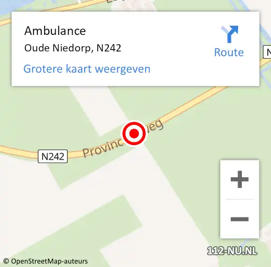 Locatie op kaart van de 112 melding: Ambulance Oude Niedorp, N242 op 1 december 2018 11:35