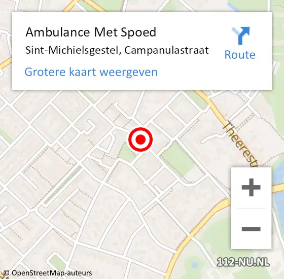 Locatie op kaart van de 112 melding: Ambulance Met Spoed Naar Sint-Michielsgestel, Campanulastraat op 1 december 2018 11:51