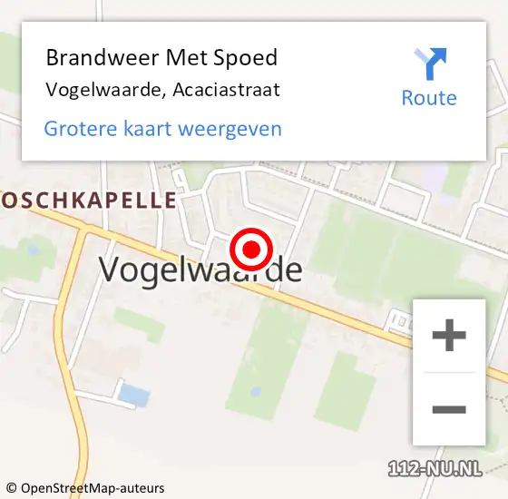 Locatie op kaart van de 112 melding: Brandweer Met Spoed Naar Vogelwaarde, Acaciastraat op 1 december 2018 12:03