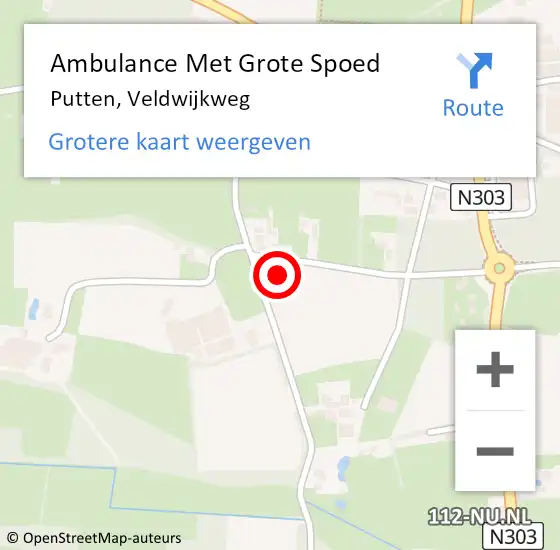 Locatie op kaart van de 112 melding: Ambulance Met Grote Spoed Naar Putten, Veldwijkweg op 16 maart 2014 11:29