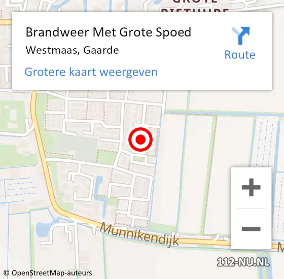 Locatie op kaart van de 112 melding: Brandweer Met Grote Spoed Naar Westmaas, Gaarde op 1 december 2018 12:29