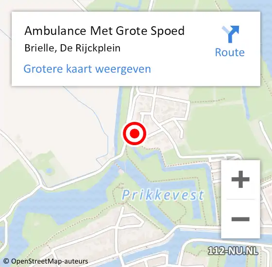 Locatie op kaart van de 112 melding: Ambulance Met Grote Spoed Naar Brielle, De Rijckplein op 16 maart 2014 11:32