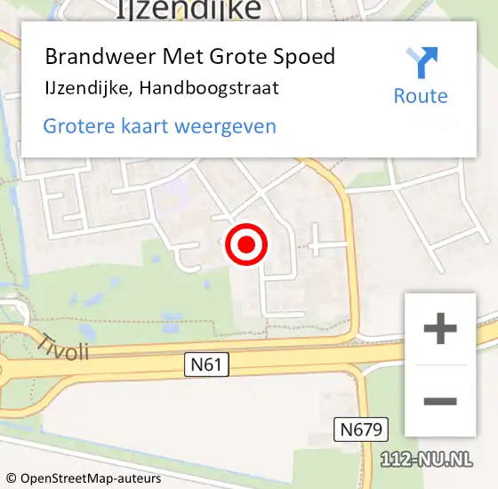 Locatie op kaart van de 112 melding: Brandweer Met Grote Spoed Naar IJzendijke, Handboogstraat op 1 december 2018 13:07