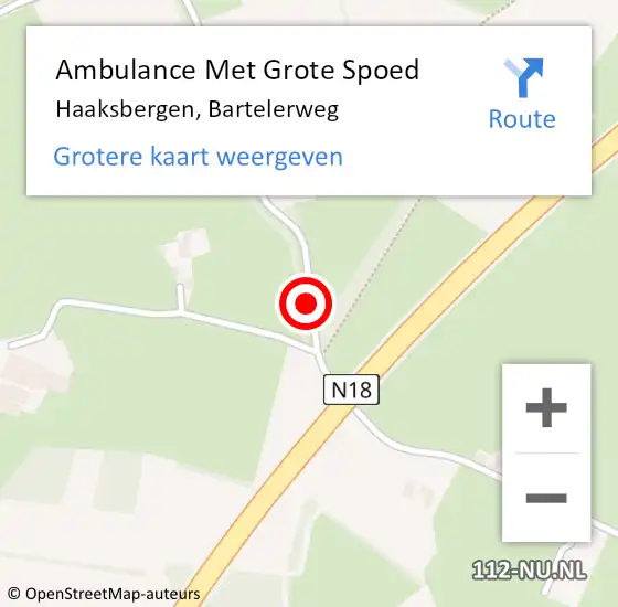 Locatie op kaart van de 112 melding: Ambulance Met Grote Spoed Naar Haaksbergen, Bartelerweg op 1 december 2018 13:43