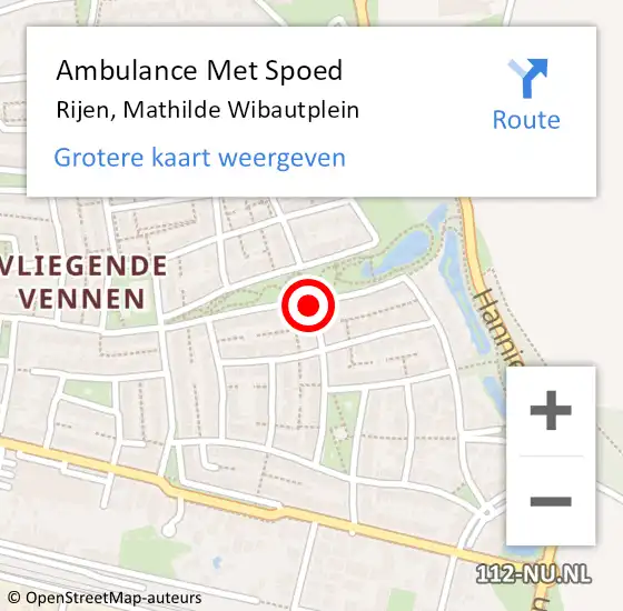 Locatie op kaart van de 112 melding: Ambulance Met Spoed Naar Rijen, Mathilde Wibautplein op 1 december 2018 14:06