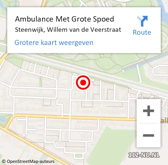 Locatie op kaart van de 112 melding: Ambulance Met Grote Spoed Naar Steenwijk, Willem van de Veerstraat op 16 maart 2014 11:38