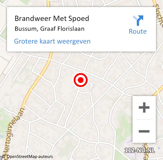 Locatie op kaart van de 112 melding: Brandweer Met Spoed Naar Bussum, Graaf Florislaan op 1 december 2018 14:57