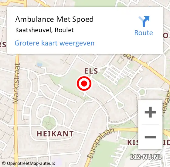 Locatie op kaart van de 112 melding: Ambulance Met Spoed Naar Kaatsheuvel, Roulet op 1 december 2018 15:07