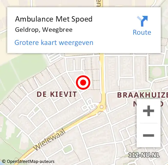 Locatie op kaart van de 112 melding: Ambulance Met Spoed Naar Geldrop, Weegbree op 1 december 2018 15:20