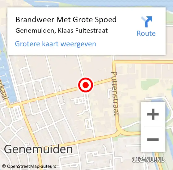 Locatie op kaart van de 112 melding: Brandweer Met Grote Spoed Naar Genemuiden, Klaas Fuitestraat op 1 december 2018 15:50