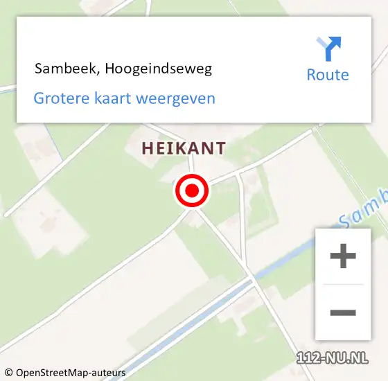 Locatie op kaart van de 112 melding:  Sambeek, Hoogeindseweg op 1 december 2018 16:08