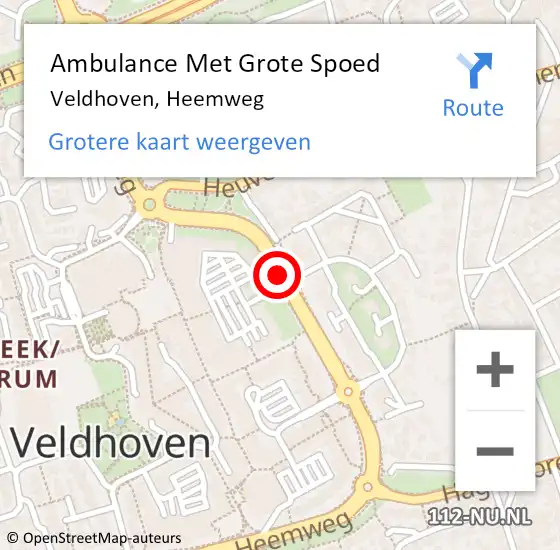 Locatie op kaart van de 112 melding: Ambulance Met Grote Spoed Naar Veldhoven, Heemweg op 1 december 2018 16:49