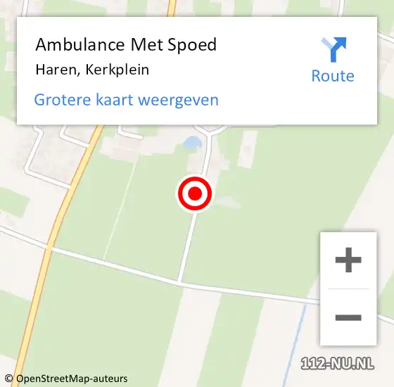 Locatie op kaart van de 112 melding: Ambulance Met Spoed Naar Haren, Kerkplein op 1 december 2018 16:49