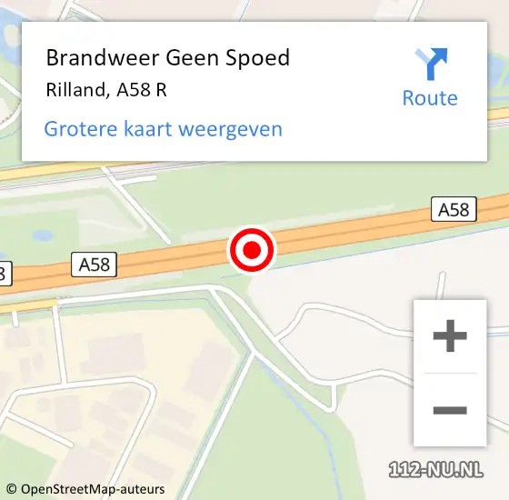 Locatie op kaart van de 112 melding: Brandweer Geen Spoed Naar Rilland, A58 R op 1 december 2018 17:09