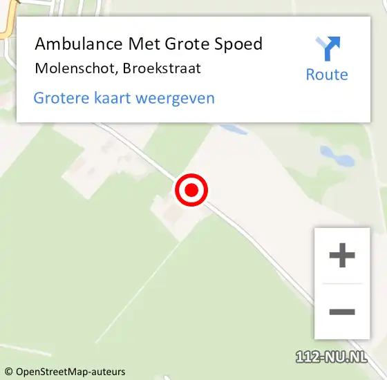 Locatie op kaart van de 112 melding: Ambulance Met Grote Spoed Naar Molenschot, Broekstraat op 1 december 2018 17:13