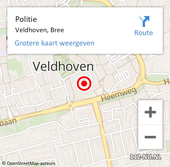 Locatie op kaart van de 112 melding: Politie Veldhoven, Bree op 1 december 2018 17:15