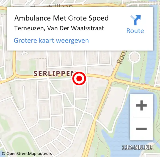 Locatie op kaart van de 112 melding: Ambulance Met Grote Spoed Naar Terneuzen, Van Der Waalsstraat op 1 december 2018 17:19