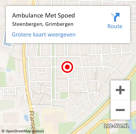 Locatie op kaart van de 112 melding: Ambulance Met Spoed Naar Steenbergen, Grimbergen op 1 december 2018 17:30