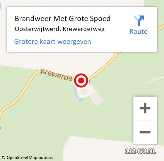 Locatie op kaart van de 112 melding: Brandweer Met Grote Spoed Naar Oosterwijtwerd, Krewerderweg op 1 december 2018 17:45