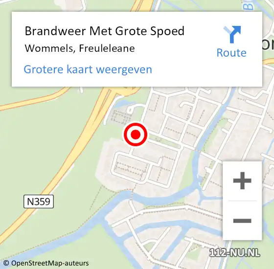 Locatie op kaart van de 112 melding: Brandweer Met Grote Spoed Naar Wommels, Freuleleane op 1 december 2018 20:26