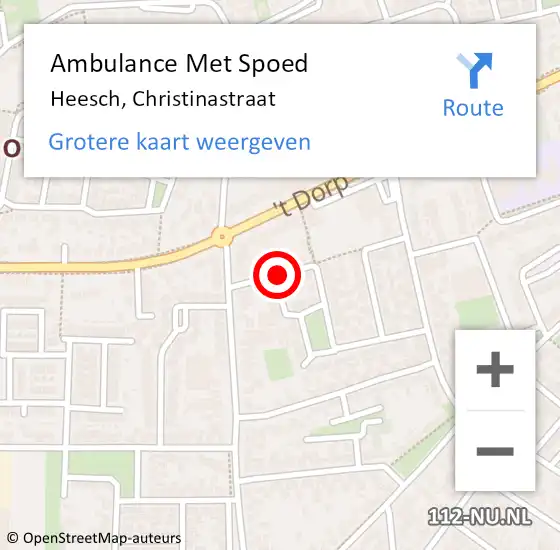 Locatie op kaart van de 112 melding: Ambulance Met Spoed Naar Heesch, Christinastraat op 1 december 2018 20:37