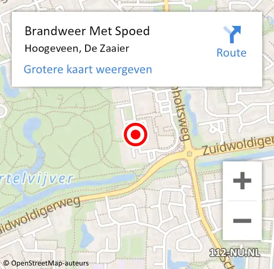 Locatie op kaart van de 112 melding: Brandweer Met Spoed Naar Hoogeveen, De Zaaier op 1 december 2018 21:12