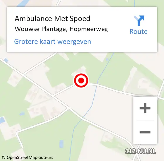 Locatie op kaart van de 112 melding: Ambulance Met Spoed Naar Wouwse Plantage, Hopmeerweg op 16 maart 2014 12:16