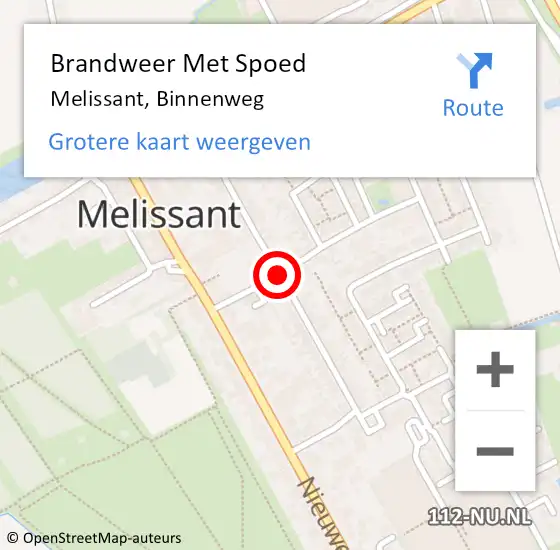 Locatie op kaart van de 112 melding: Brandweer Met Spoed Naar Melissant, Binnenweg op 1 december 2018 22:03