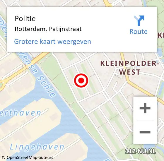 Locatie op kaart van de 112 melding: Politie Rotterdam, Patijnstraat op 2 december 2018 00:23