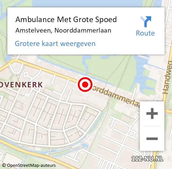 Locatie op kaart van de 112 melding: Ambulance Met Grote Spoed Naar Amstelveen, Noorddammerlaan op 2 december 2018 00:46