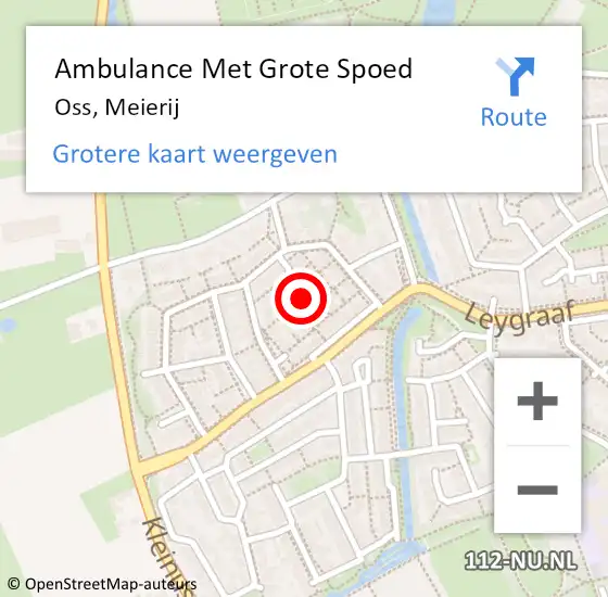 Locatie op kaart van de 112 melding: Ambulance Met Grote Spoed Naar Oss, Meierij op 2 december 2018 01:02